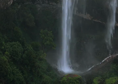 Aerial View of Baba Waterfall Kumbhavade Amboli Sindhudurg Maharashtra India