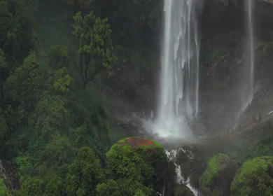 Aerial View of Baba Waterfall Kumbhavade Amboli Sindhudurg Maharashtra India