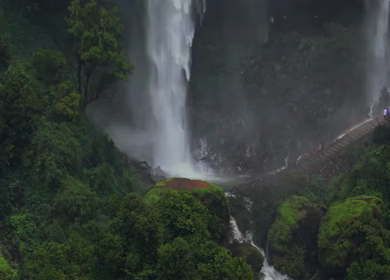 Aerial View of Baba Waterfall Kumbhavade Amboli Sindhudurg Maharashtra India