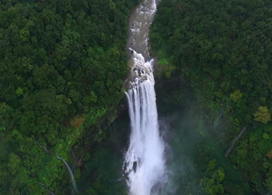 Aerial View of Baba Waterfall Kumbhavade Amboli Sindhudurg Maharashtra India