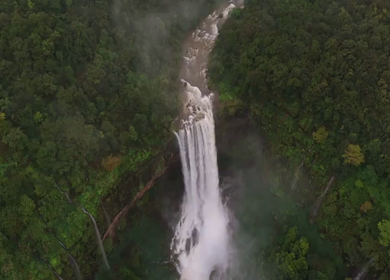 Aerial View of Baba Waterfall Kumbhavade Amboli Sindhudurg Maharashtra India