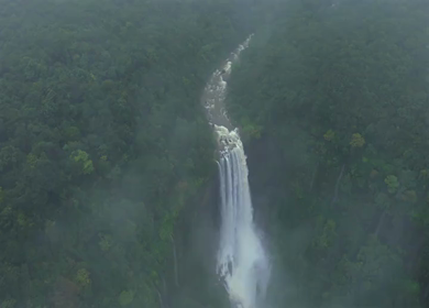 Aerial View of Baba Waterfall Kumbhavade Amboli Sindhudurg Maharashtra India