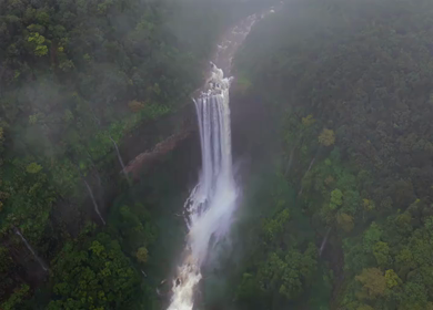 Aerial View of Baba Waterfall Kumbhavade Amboli Sindhudurg Maharashtra India