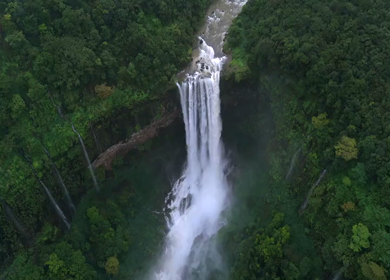 Aerial View of Baba Waterfall Kumbhavade Amboli Sindhudurg Maharashtra India