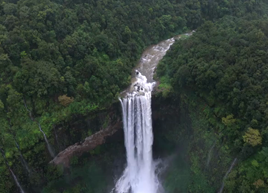 Aerial View of Baba Waterfall Kumbhavade Amboli Sindhudurg Maharashtra India