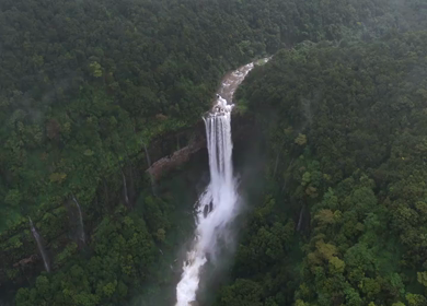Aerial View of Baba Waterfall Kumbhavade Amboli Sindhudurg Maharashtra India