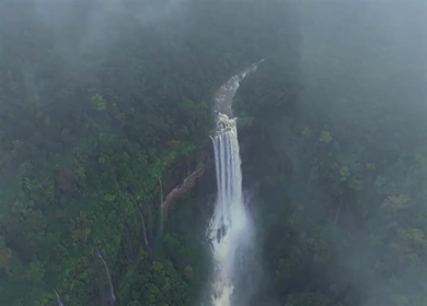 Aerial View of Baba Waterfall Kumbhavade Amboli Sindhudurg Maharashtra India