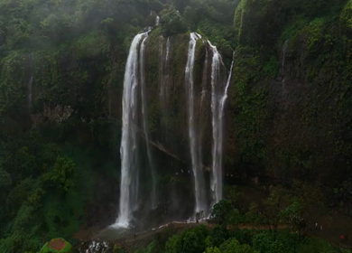 Aerial View of Baba Waterfall Kumbhavade Amboli Sindhudurg Maharashtra India