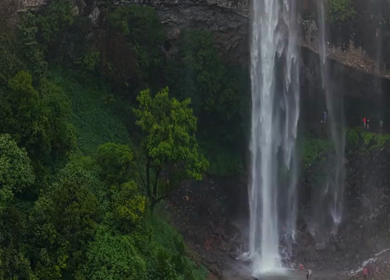 Aerial View of Baba Waterfall Kumbhavade Amboli Sindhudurg Maharashtra India