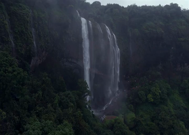 Aerial View of Baba Waterfall Kumbhavade Amboli Sindhudurg Maharashtra India