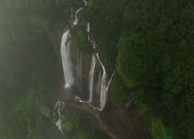 Aerial View of Baba Waterfall Kumbhavade Amboli Sindhudurg Maharashtra India