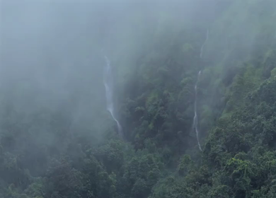 Aerial View of Baba Waterfall Kumbhavade Amboli Sindhudurg Maharashtra India
