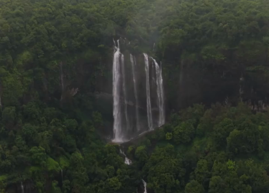 Aerial View of Baba Waterfall Kumbhavade Amboli Sindhudurg Maharashtra India