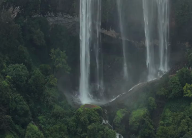 Aerial View of Baba Waterfall Kumbhavade Amboli Sindhudurg Maharashtra India