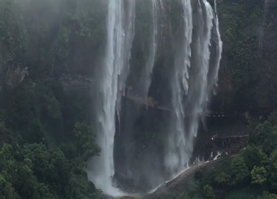 Aerial View of Baba Waterfall Kumbhavade Amboli Sindhudurg Maharashtra India