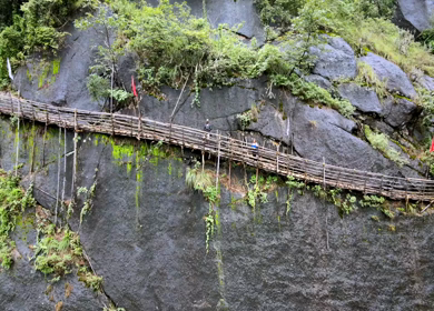Aerial View of Bamboo Trail Mawryngkhang Trek Wahkhen Meghalaya India