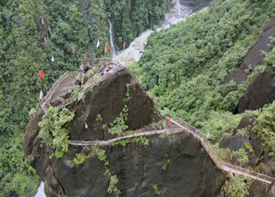Aerial View of Bamboo Trail Mawryngkhang Trek Wahkhen Meghalaya India