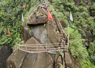 Aerial View of Bamboo Trail Mawryngkhang Trek Wahkhen Meghalaya India
