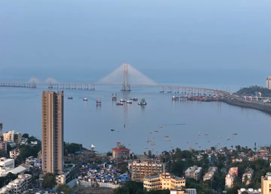 Aerial View of Bandra Worli Sea Link Bridge Mumbai India