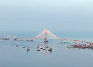 Aerial View of Bandra Worli Sea Link Bridge Mumbai India
