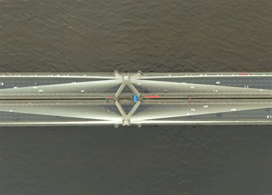 Aerial View of Bandra Worli Sea Link and Mumbai Skyline Maharashtra India