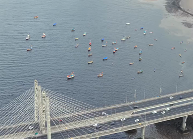 Aerial View of Bandra Worli Sea Link and Mumbai Skyline Maharashtra India