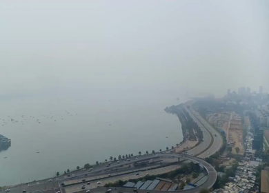 Aerial View of Bandra Worli Sea Link and Mumbai Coastline Maharashtra India