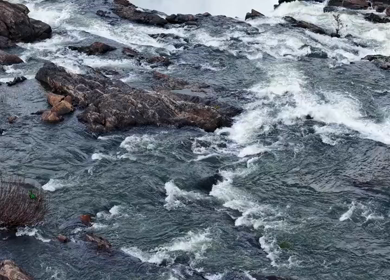 Aerial View of Barachukki Falls Cascading on Cauvery River Karnataka India