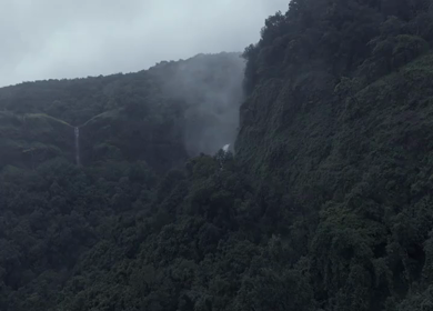 Aerial View of Barki Waterfall Amid Lush Green Forest Kolhapur Maharashtra