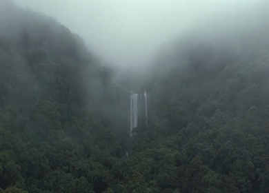 Aerial View of Barki Waterfall Amid Lush Green Forest Kolhapur Maharashtra