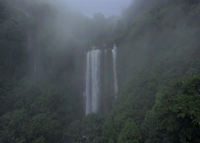 Aerial View of Barki Waterfall Amid Lush Green Forest Kolhapur Maharashtra