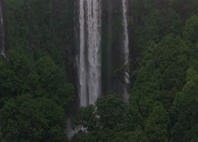 Aerial View of Barki Waterfall Amid Lush Green Forest Kolhapur Maharashtra