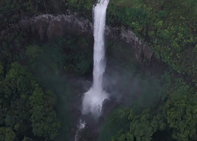 Aerial View of Barki Waterfall Amid Lush Green Forest Kolhapur Maharashtra