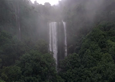 Aerial View of Barki Waterfall Amid Lush Green Forest Kolhapur Maharashtra