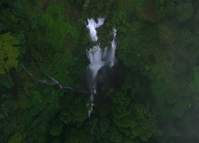 Aerial View of Barki Waterfall Amid Lush Green Forest Kolhapur Maharashtra