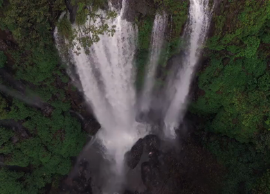 Aerial View of Barki Waterfall Amid Lush Green Forest Kolhapur Maharashtra