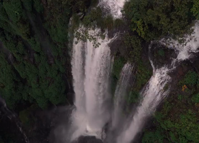 Aerial View of Barki Waterfall Amid Lush Green Forest Kolhapur Maharashtra