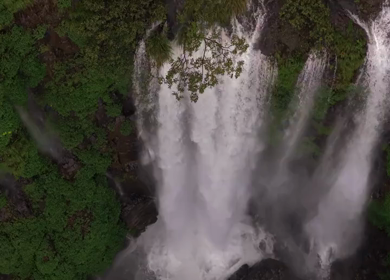 Aerial View of Barki Waterfall Amid Lush Green Forest Kolhapur Maharashtra