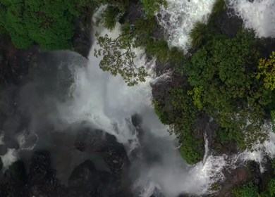 Aerial View of Barki Waterfall Amid Lush Green Forest Kolhapur Maharashtra