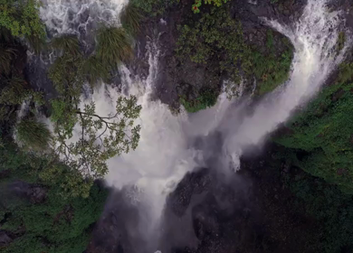 Aerial View of Barki Waterfall Amid Lush Green Forest Kolhapur Maharashtra