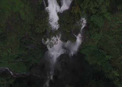 Aerial View of Barki Waterfall Amid Lush Green Forest Kolhapur Maharashtra