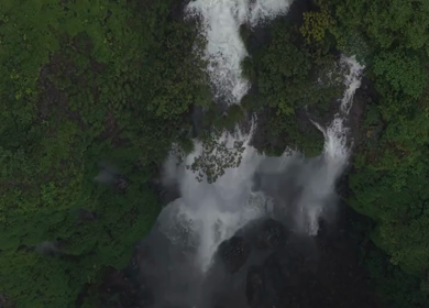 Aerial View of Barki Waterfall Amid Lush Green Forest Kolhapur Maharashtra