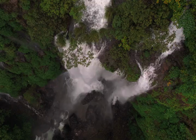 Aerial View of Barki Waterfall Amid Lush Green Forest Kolhapur Maharashtra