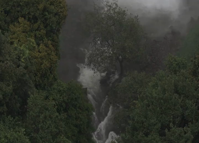 Aerial View of Barki Waterfall Amid Lush Green Forest Kolhapur Maharashtra