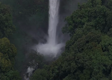 Aerial View of Barki Waterfall Amid Lush Green Forest Kolhapur Maharashtra