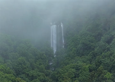 Aerial View of Barki Waterfall Amid Lush Green Forest Kolhapur Maharashtra