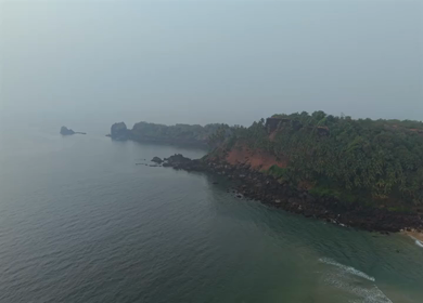 Aerial View of Beach and Rocky Coastline Near Vasco da Gama Goa