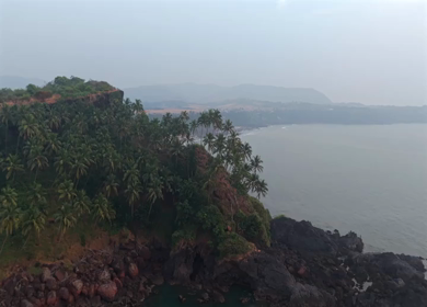 Aerial View of Beach and Rocky Coastline Near Vasco da Gama Goa