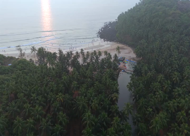 Aerial View of Beach and Rocky Coastline Near Vasco da Gama Goa