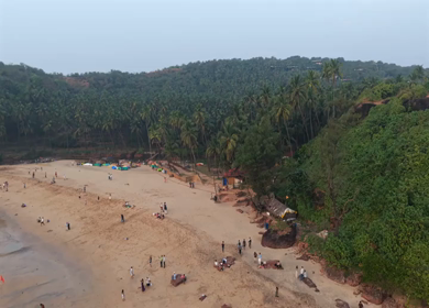 Aerial View of Beach and Rocky Coastline Near Vasco da Gama Goa